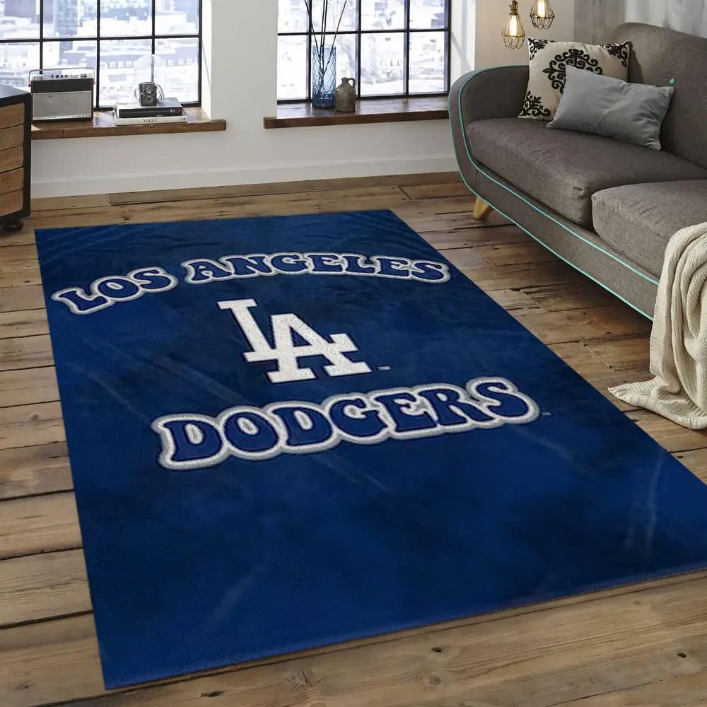 Mlb los angeles dodgers baseball team logo rectangle area lad57 Rectangle Rug