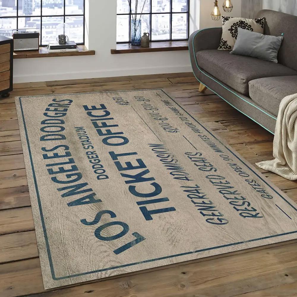 Mlb los angeles dodgers baseball team logo rectangle area lad58 Rectangle Rug