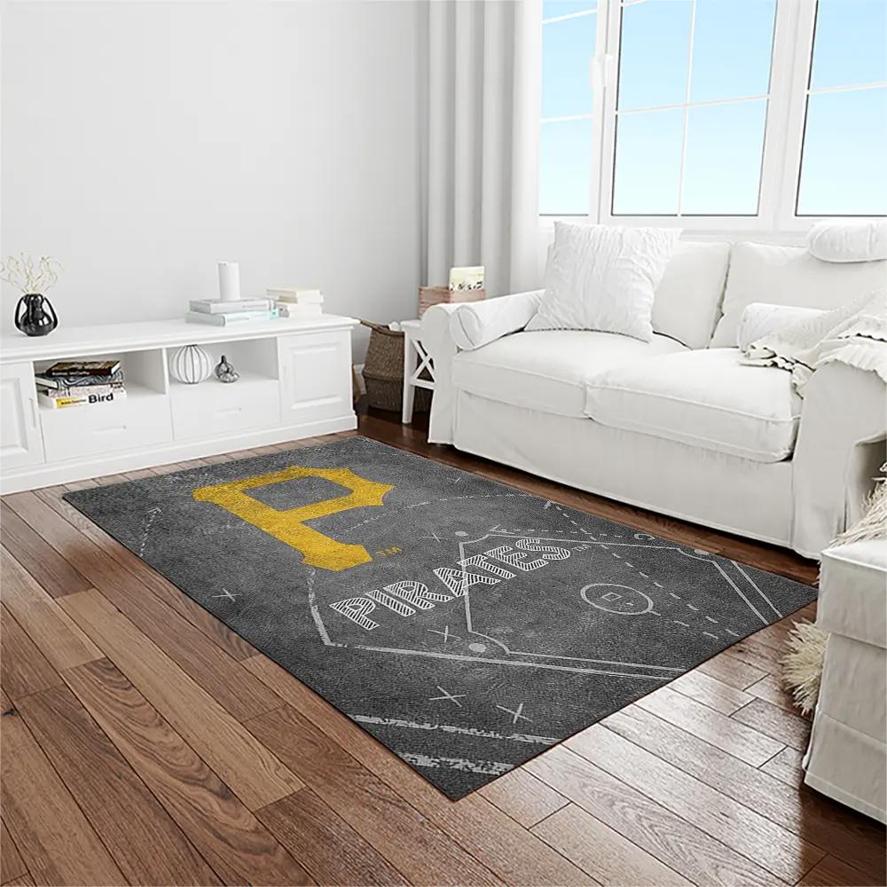 Mlb pittsburgh pirates baseball team logo rectangle area rug pp42 Rectangle Rug