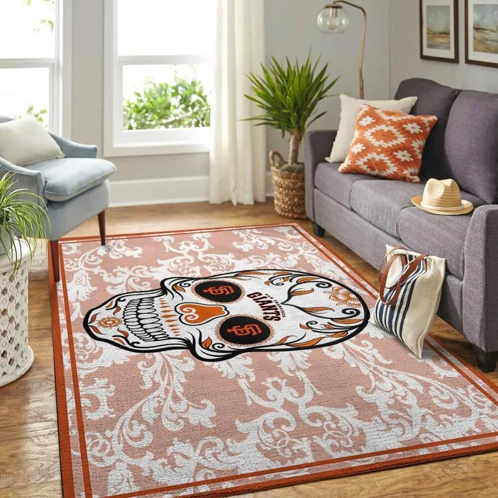 Mlb san francisco giants skull style team logo area living room rug Rectangle Rug