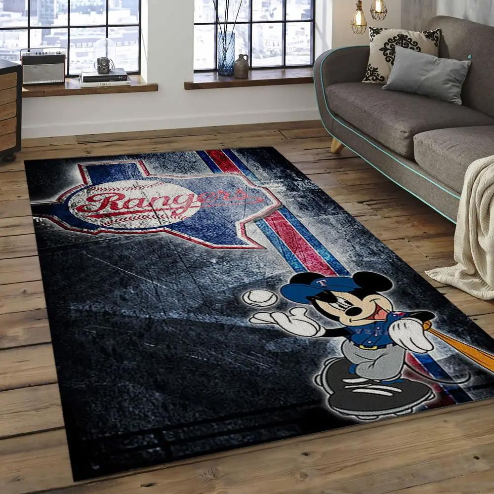 Mlb texas rangers baseball team logo rectangle area tr03 Rectangle Rug