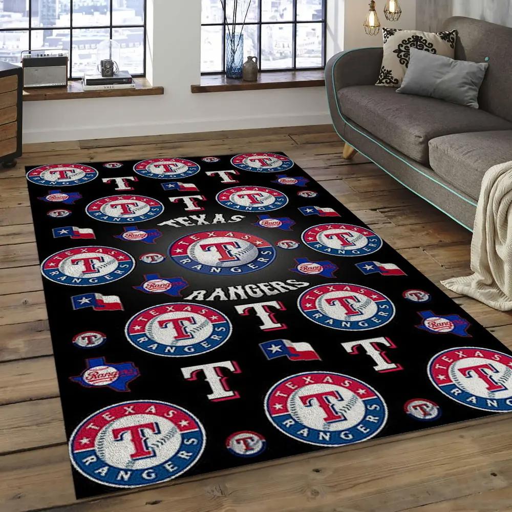 Mlb texas rangers baseball team logo rectangle area tr06 Rectangle Rug