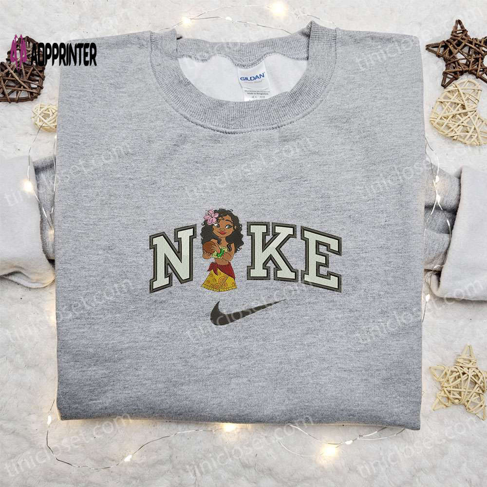 Moana x nike cartoon embroidered shirt – disney characters nike inspired apparel Embroidered Shirt