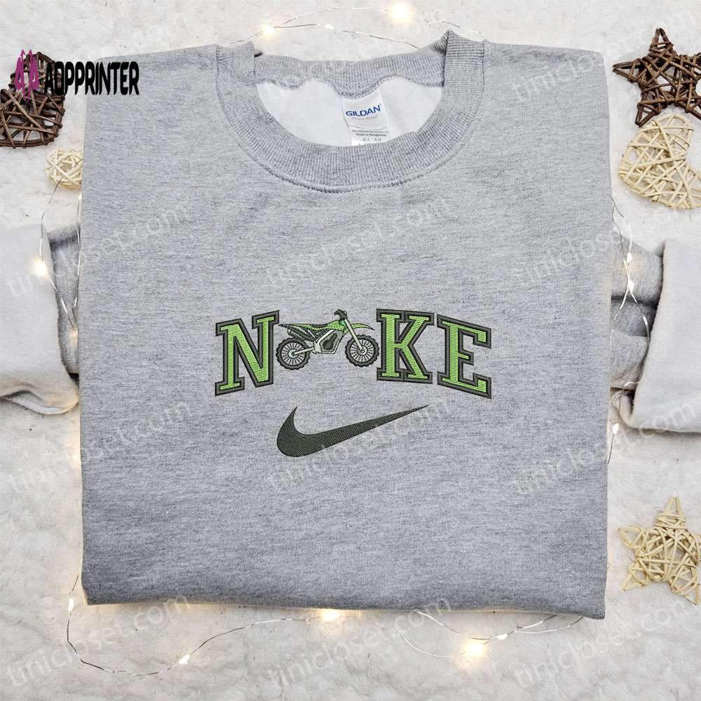 Motocross x nike embroidered tshirt – nike inspired shirt perfect family gift Embroidered Shirt