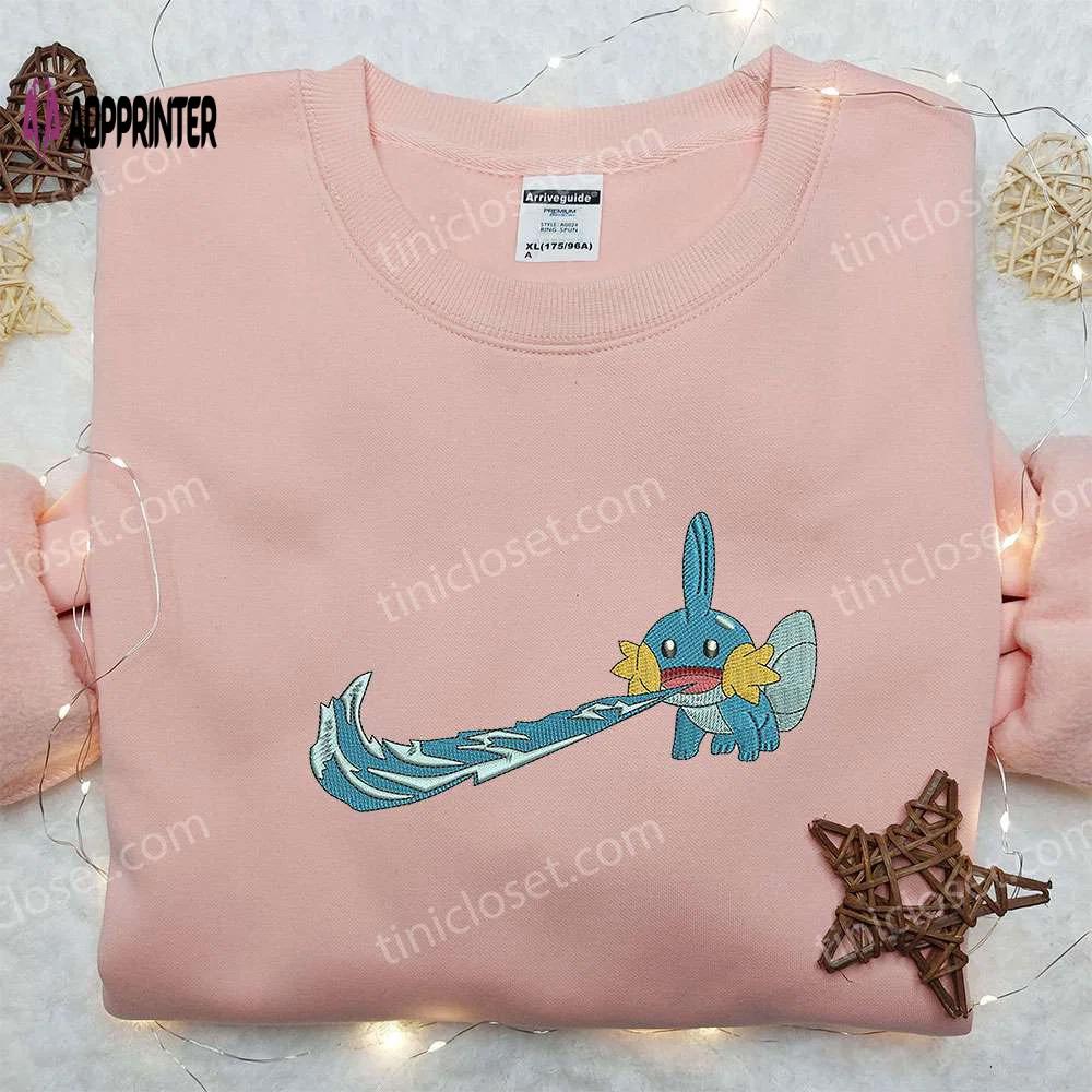 Mudkip x nike embroidered shirt: pokemon & nike inspired design Embroidered Shirt