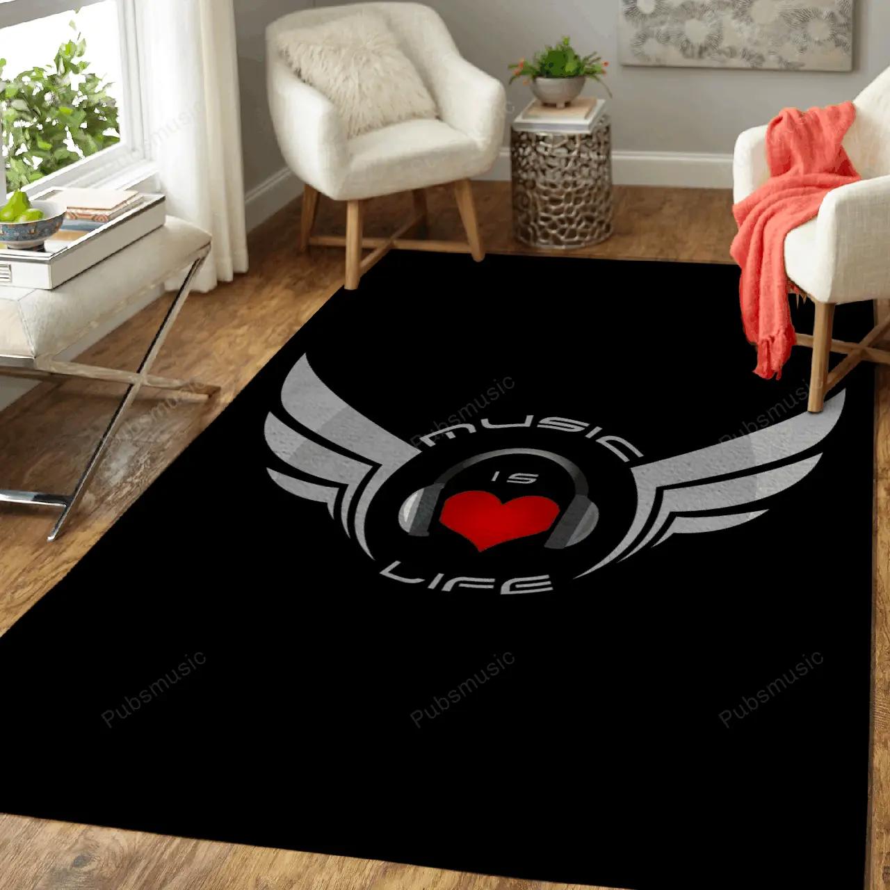 Music is life cool artwork art for fans area rug living room carpet rug regtangle carpet floor decor home decor Rectangle Rug