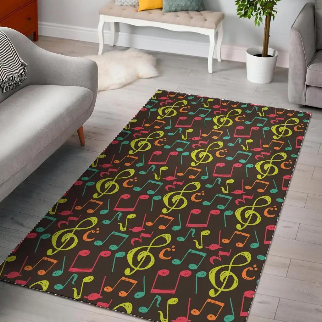 Music note colorful pattern print area rug living room rug home decor Rectangle Rug