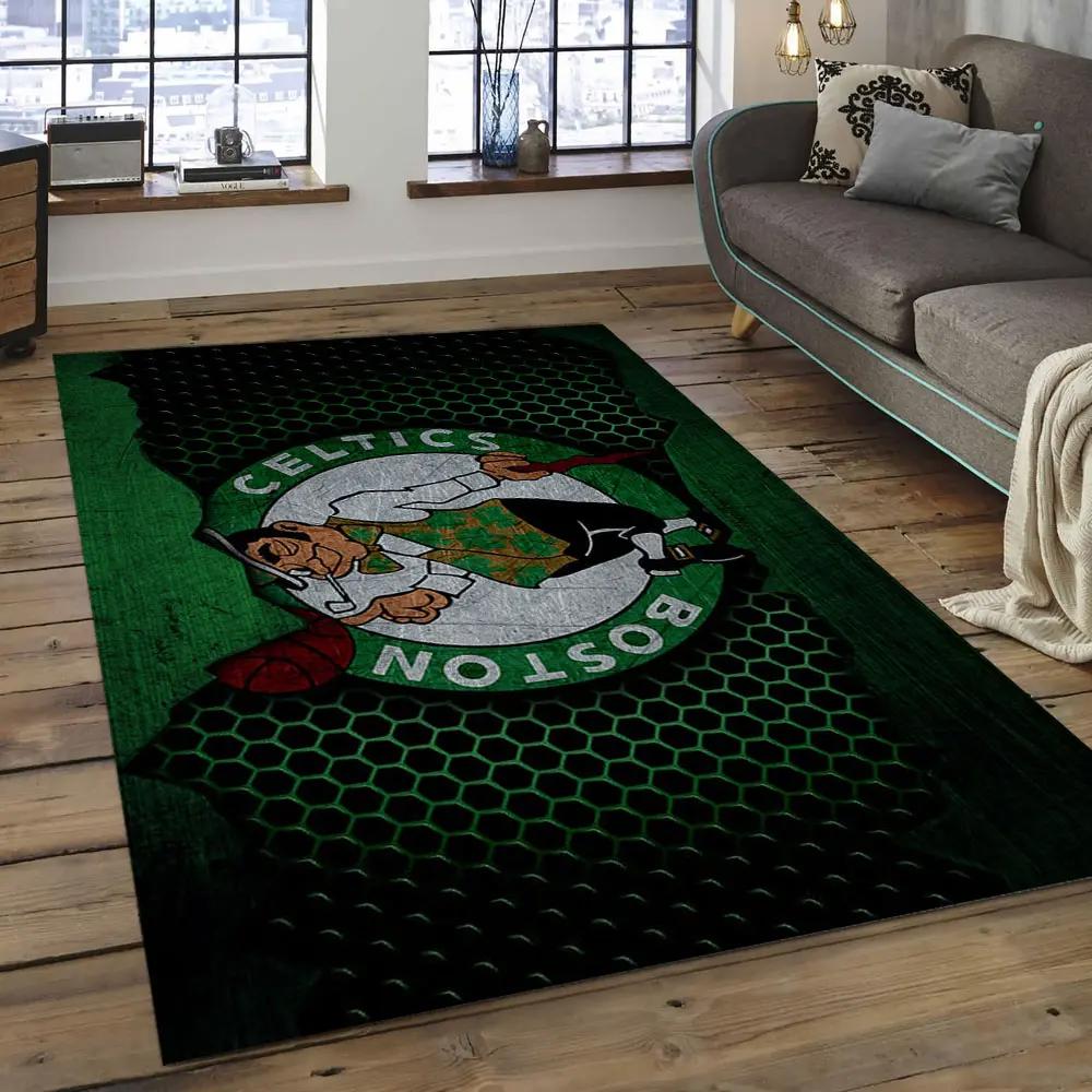 Nba boston celtics basketball legend team logo rectangle area bc26 Rectangle Rug