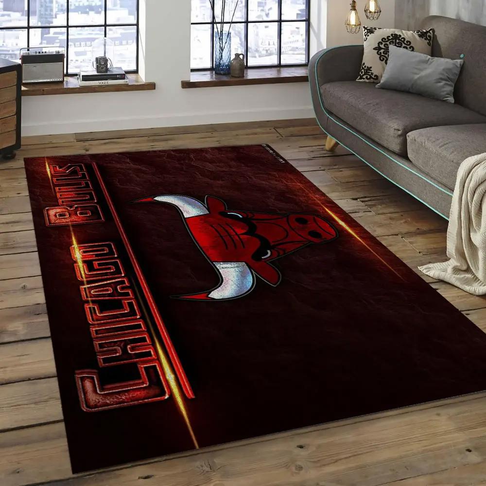 Nba chicago bulls basketball legend team logo rectangle area cb30 Rectangle Rug