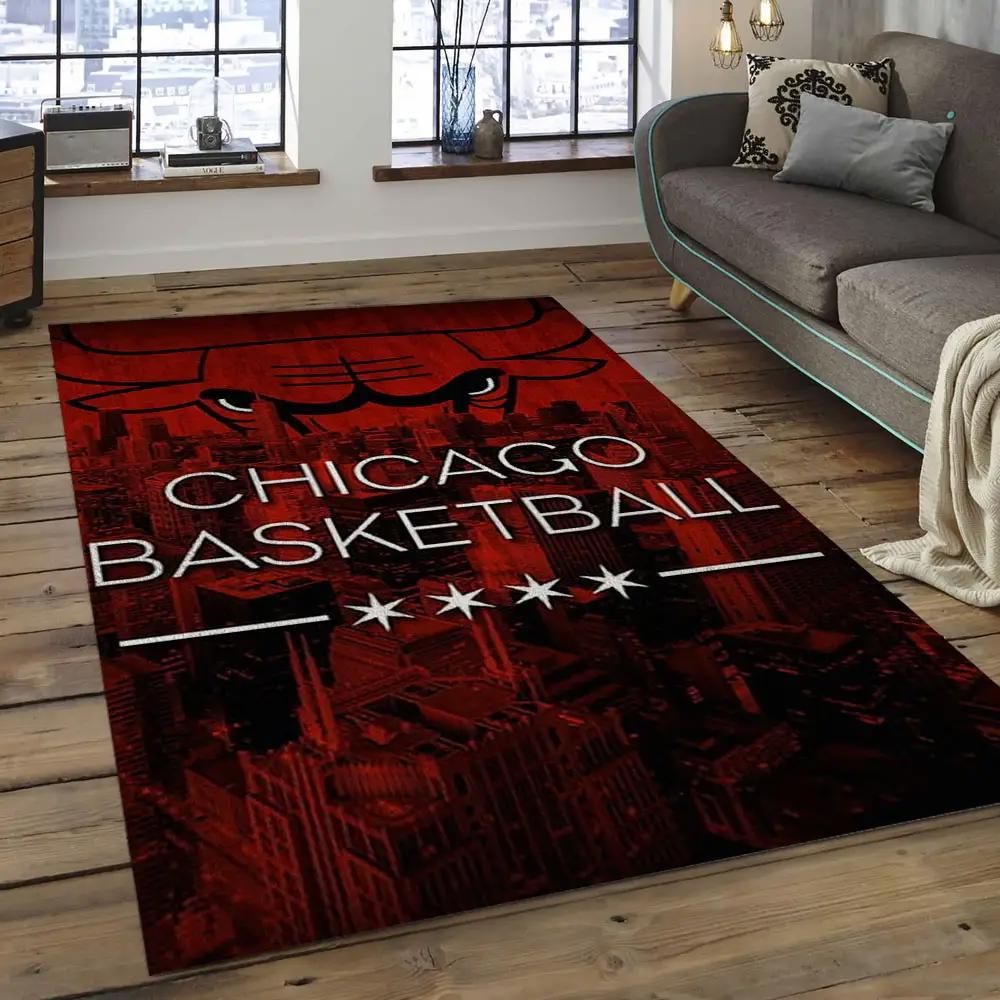 Nba chicago bulls basketball legend team logo rectangle area cb36 Rectangle Rug