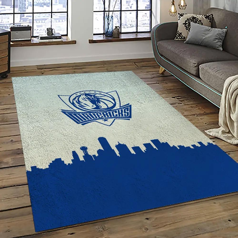 Nba dallas mavericks basketball team logo sport carpet rectangle area rug for living room dmr23 Rectangle Rug
