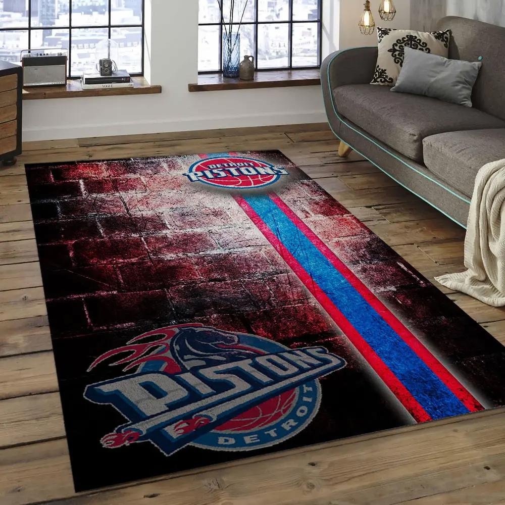 Nba detroit pistons basketball legend team logo rectangle area dp12 Rectangle Rug