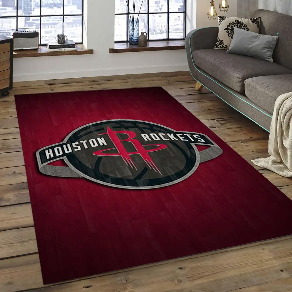 Nba houston rockets basketball legend team logo rectangle area hr01 Rectangle Rug