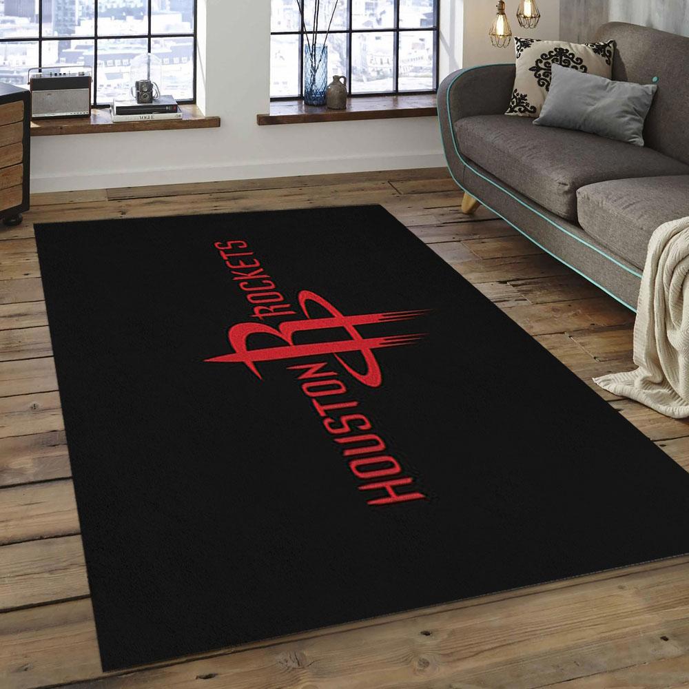 Nba houston rockets basketball legend team logo rectangle area hr14 Rectangle Rug