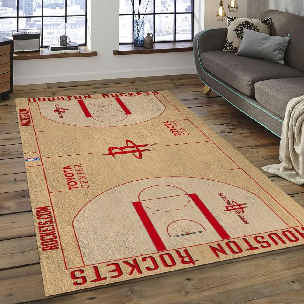 Nba houston rockets basketball legend team logo rectangle area hr27 Rectangle Rug
