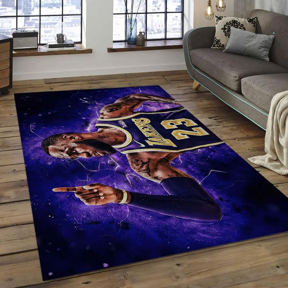Nba los angeles lakers basketball legend team logo rectangle area lal02 Rectangle Rug
