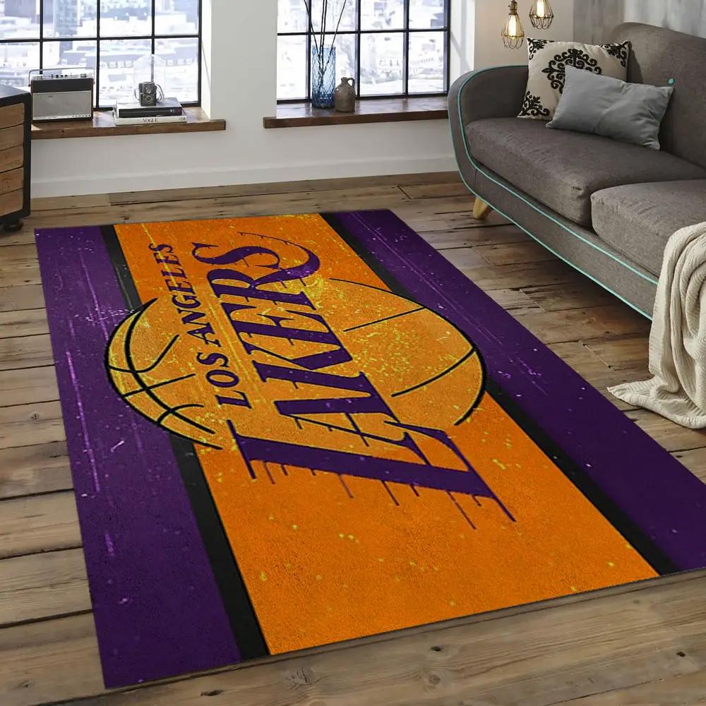 Nba los angeles lakers basketball legend team logo rectangle area lal41 Rectangle Rug