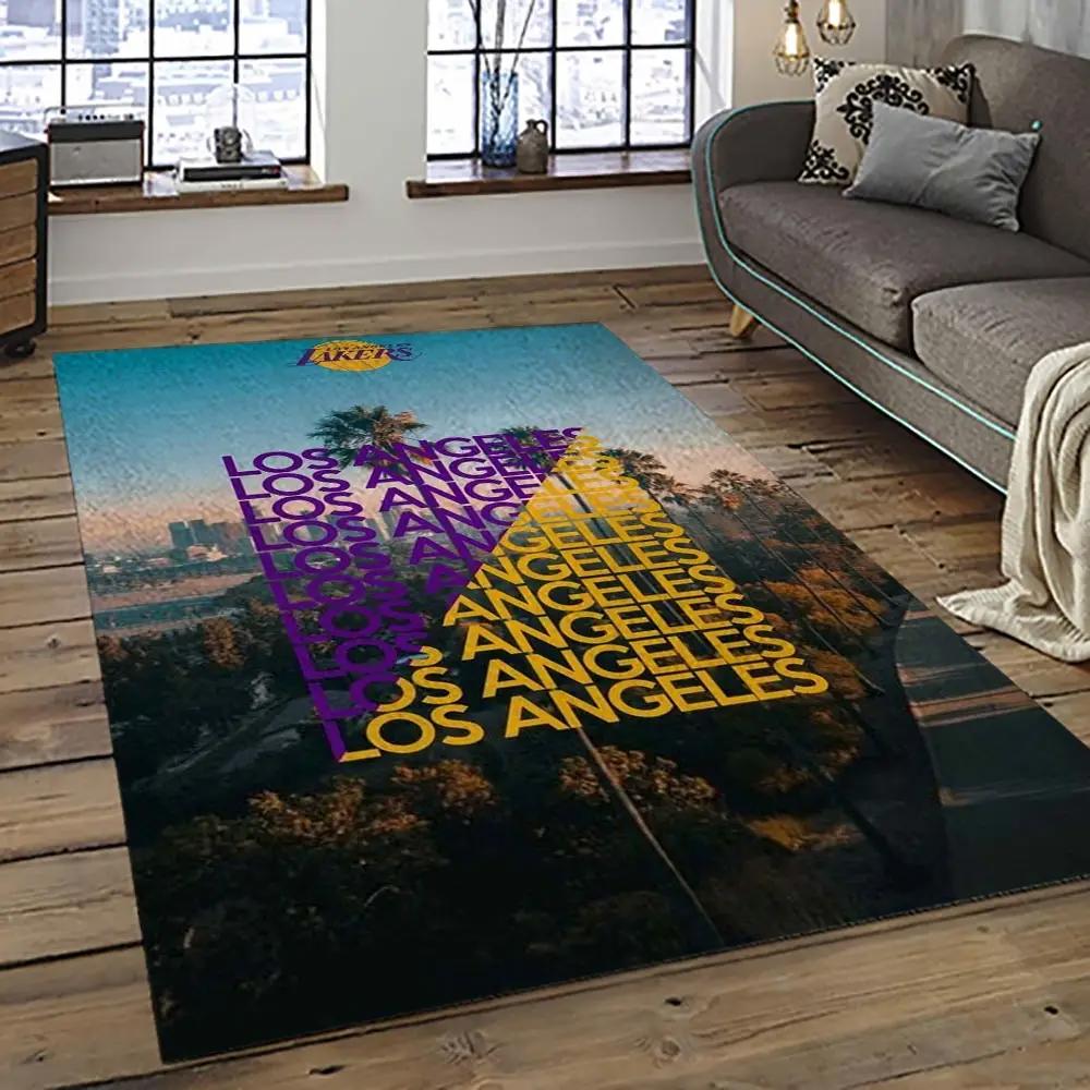 Nba los angeles lakers basketball team logo sport carpet area rug home decor best gift for friends lasl23 Rectangle Rug
