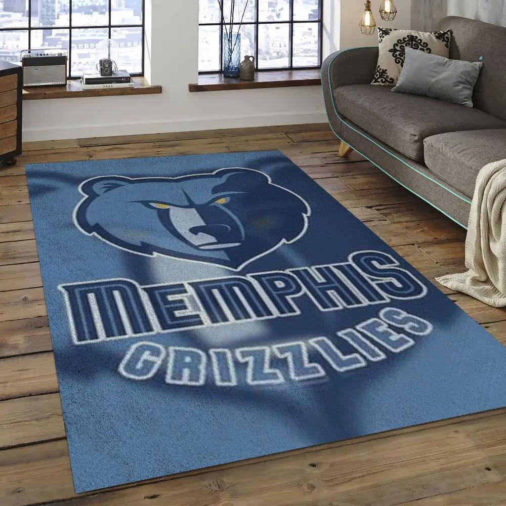 Nba memphis grizzlies basketball legend team logo rectangle area mg38 Rectangle Rug
