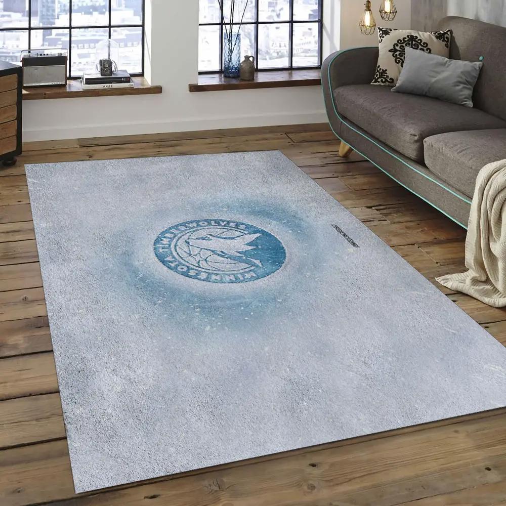 Nba minnesota timberwolves basketball legend team logo rectangle area mt06 Rectangle Rug