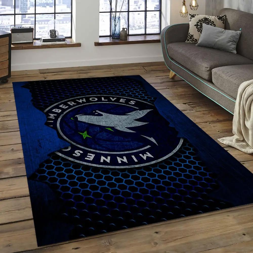Nba minnesota timberwolves basketball legend team logo rectangle area mt15 Rectangle Rug