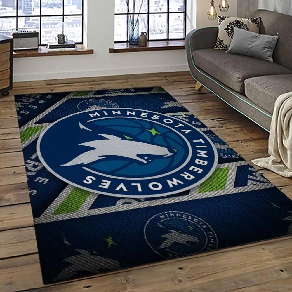 Nba minnesota timberwolves basketball team logo sport carpet area rug home decor best gift for friends mt58 Rectangle Rug