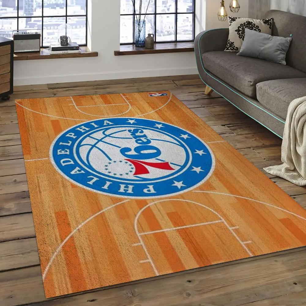 Nba philadelphia 76ers basketball legend team logo rectangle area p7606 Rectangle Rug