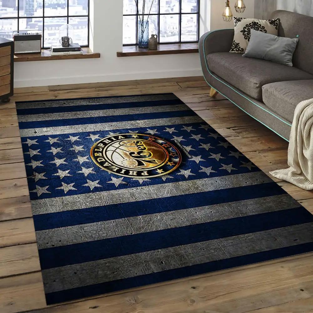 Nba philadelphia 76ers basketball legend team logo rectangle area p7616 Rectangle Rug