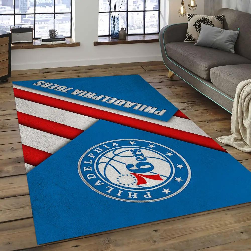 Nba philadelphia 76ers basketball legend team logo rectangle area p7633 Rectangle Rug