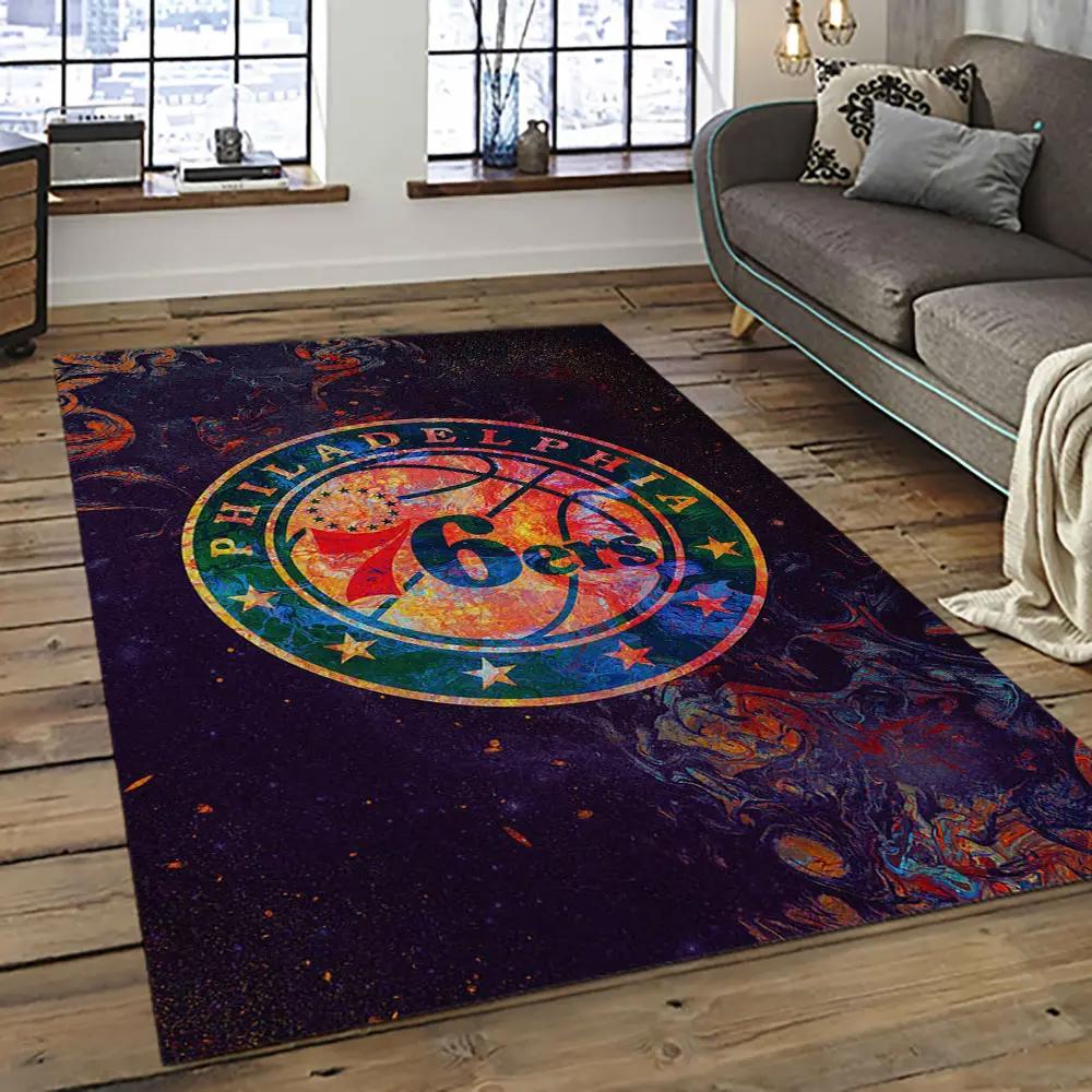 Nba philadelphia 76ers basketball team logo sport carpet area rug home decor best gift for friends p7665 Rectangle Rug