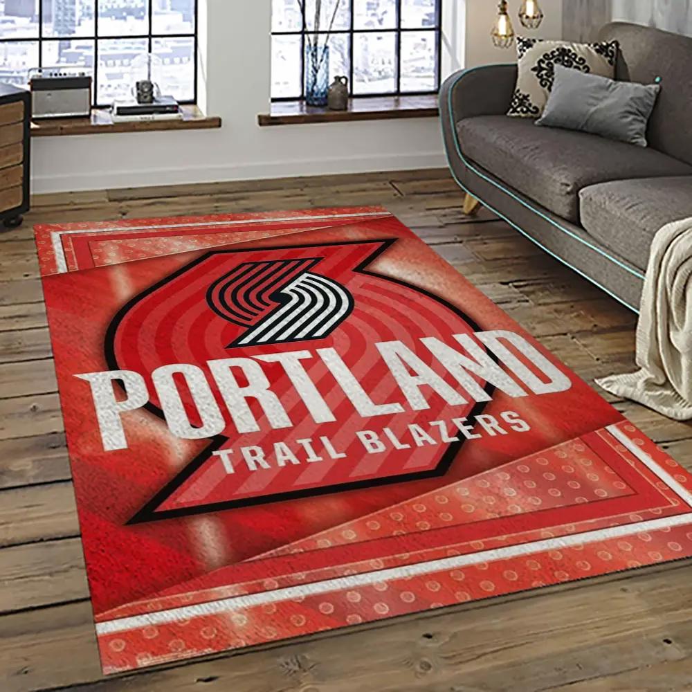 Nba portland trail blazers basketball team logo sport carpet rectangle area rug for living room ptb10 Rectangle Rug