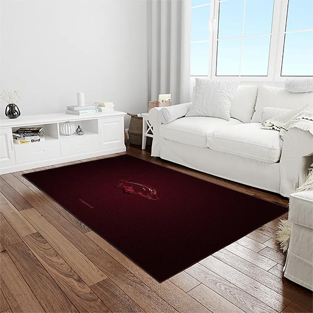 Ncaa arkansas razorbacks college sport basketball and foolball team logo rectangle area rug ar06 Rectangle Rug