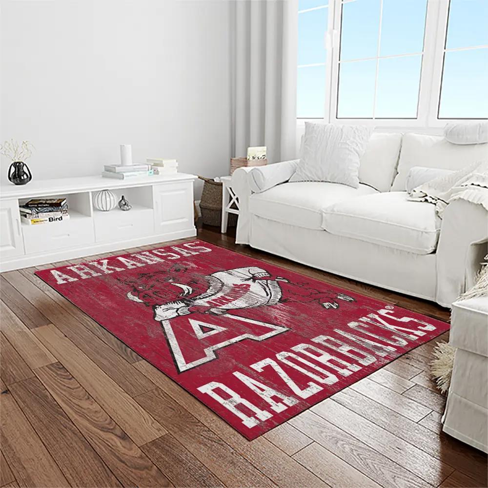Ncaa arkansas razorbacks college sport basketball and foolball team logo rectangle area rug ar39 Rectangle Rug
