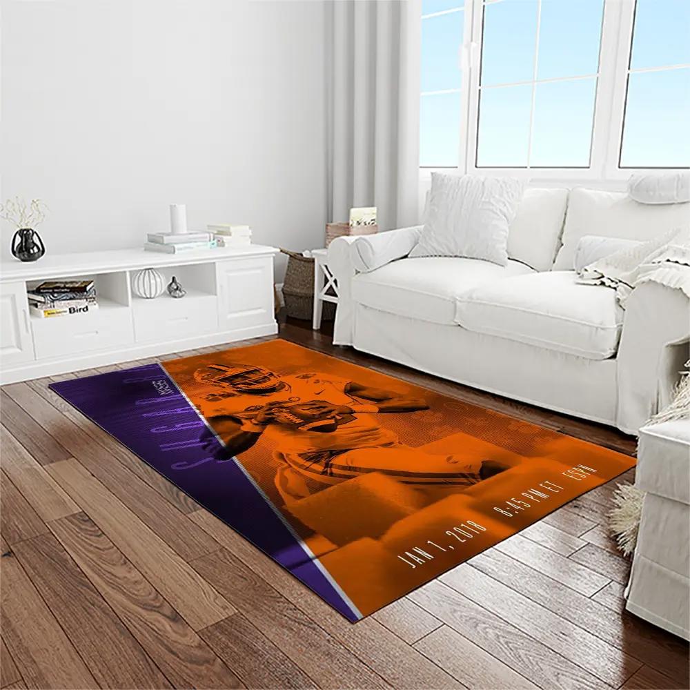 Ncaa clemson tigers college sport basketball and foolball team logo rectangle area rug ct38 Rectangle Rug