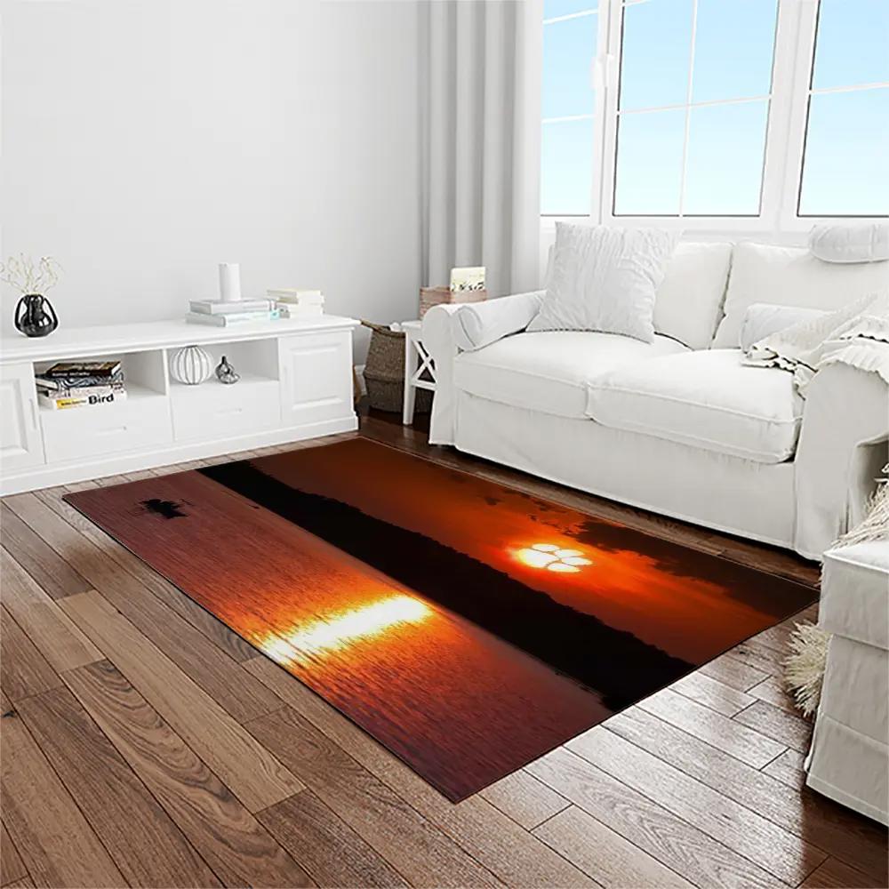 Ncaa clemson tigers college sport basketball and foolball team logo rectangle area rug ct44 Rectangle Rug