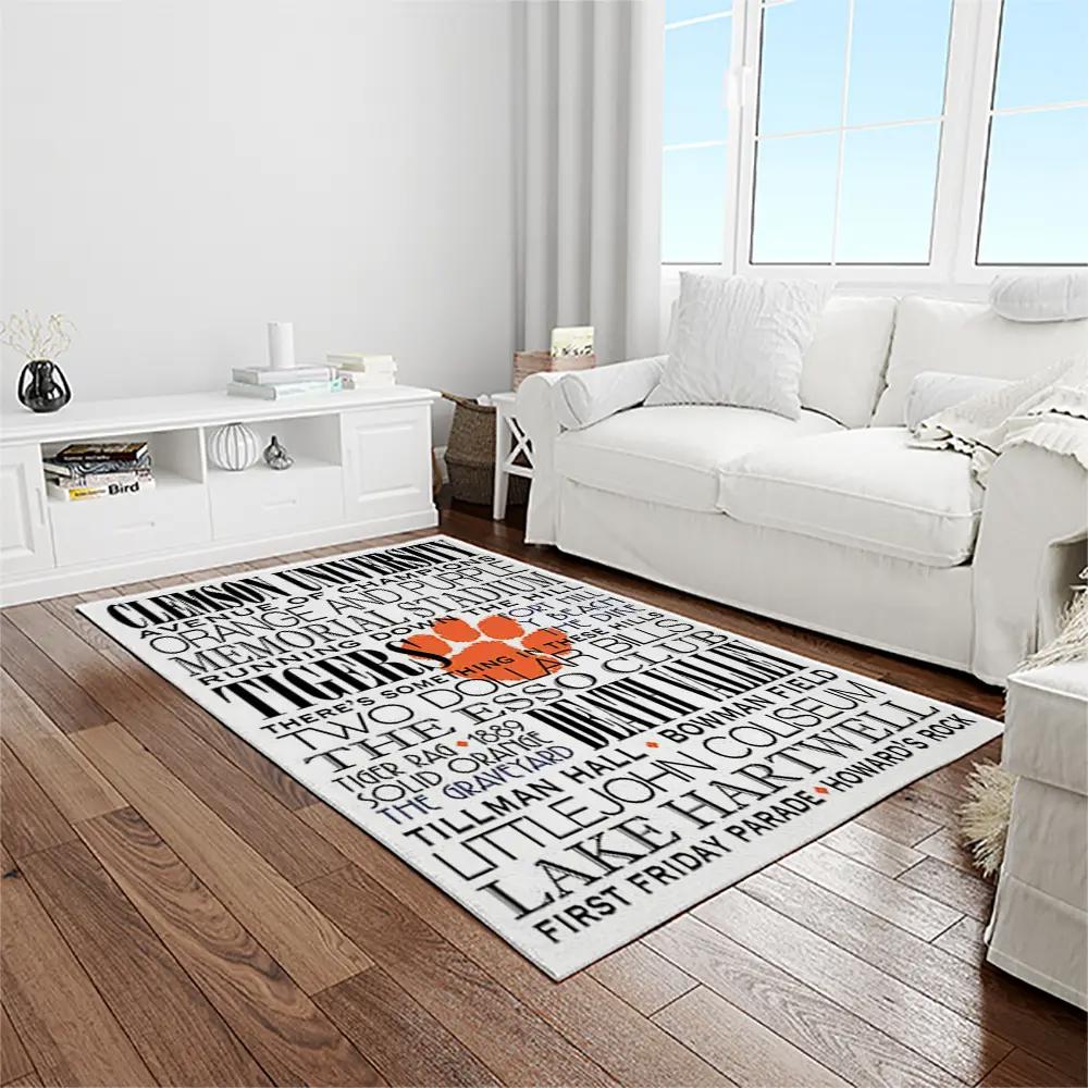 Ncaa clemson tigers college sport basketball and foolball team logo rectangle area rug ct48 Rectangle Rug