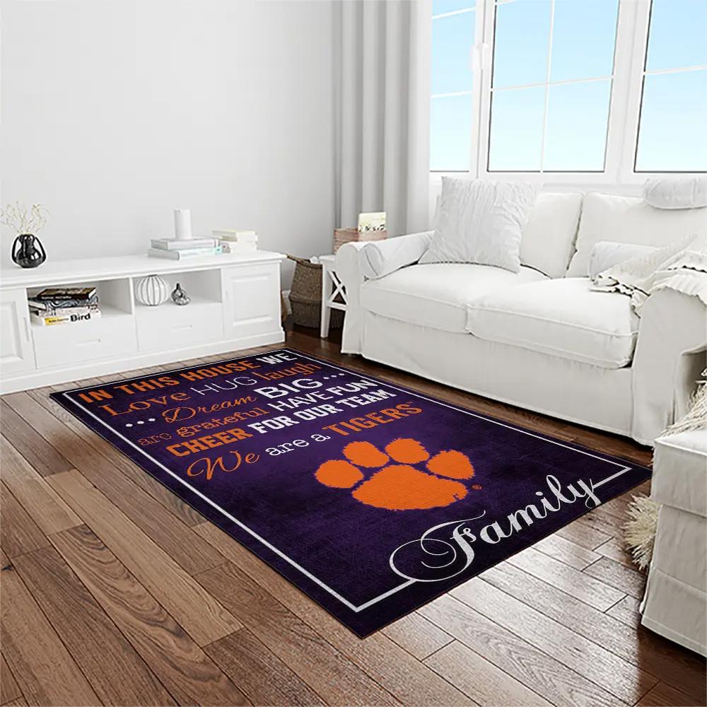 Ncaa clemson tigers college sport basketball and foolball team logo rectangle area rug ct49 Rectangle Rug