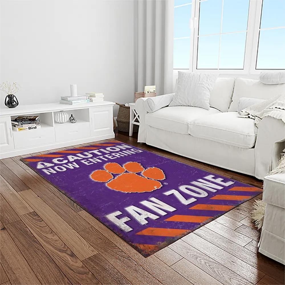 Ncaa clemson tigers college sport basketball and foolball team logo rectangle area rug ct51 Rectangle Rug