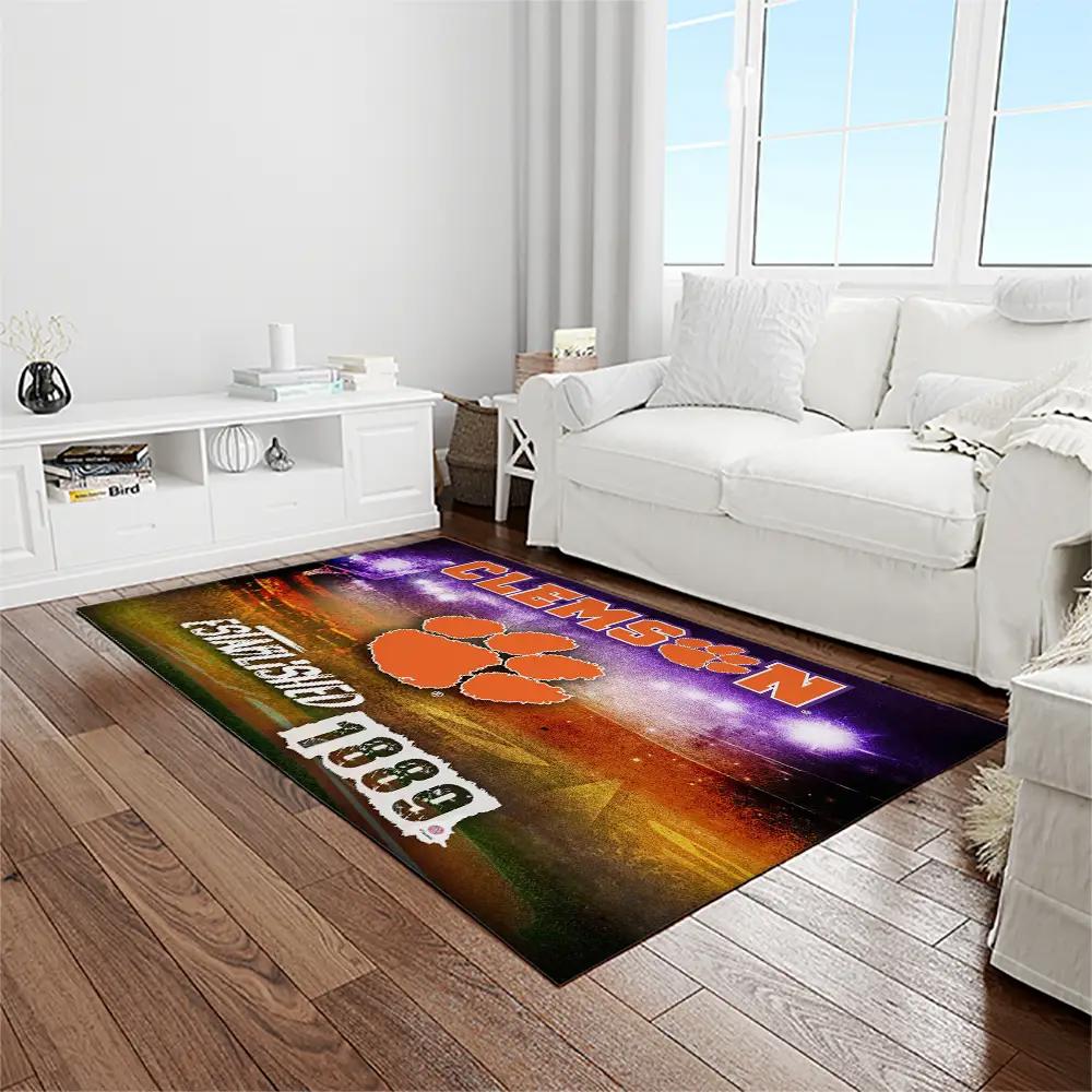 Ncaa clemson tigers college sport basketball and foolball team logo rectangle area rug ct59 Rectangle Rug