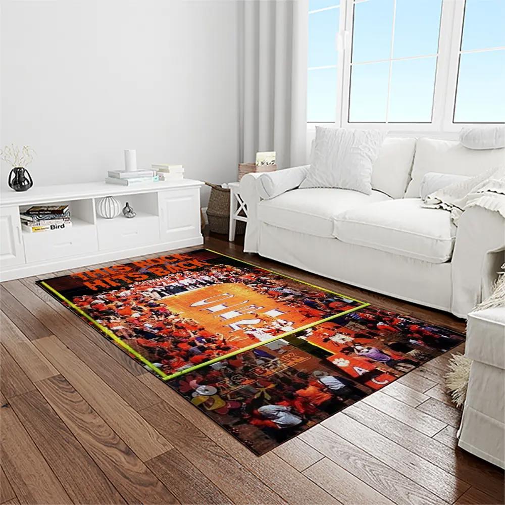 Ncaa clemson tigers college sport basketball and foolball team logo rectangle area rug ct74 Rectangle Rug