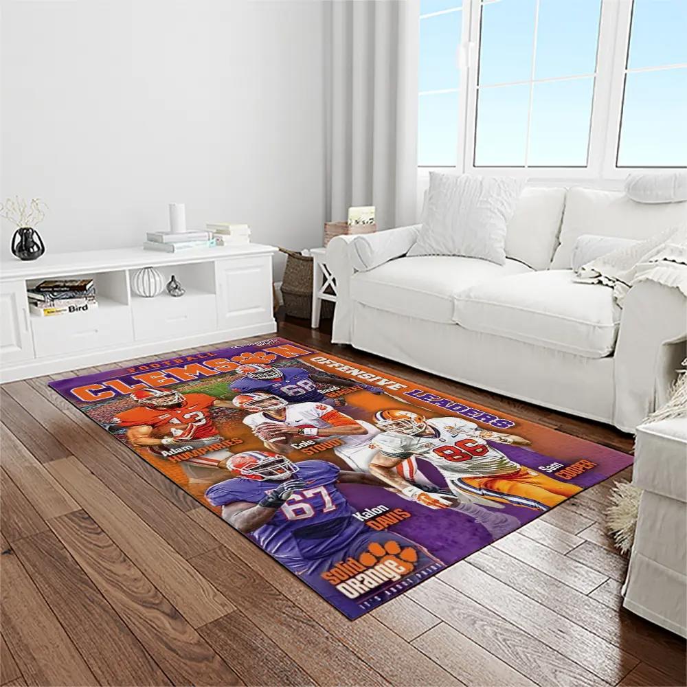 Ncaa clemson tigers college sport basketball and foolball team logo rectangle area rug ct81 Rectangle Rug