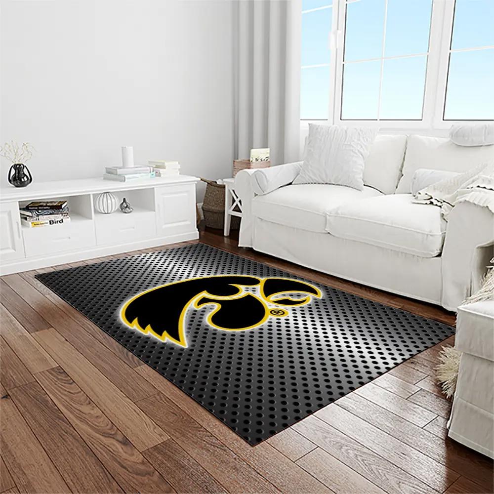 Ncaa iowa hawkeyes college sport basketball and foolball team logo rectangle area rug iwh31 Rectangle Rug