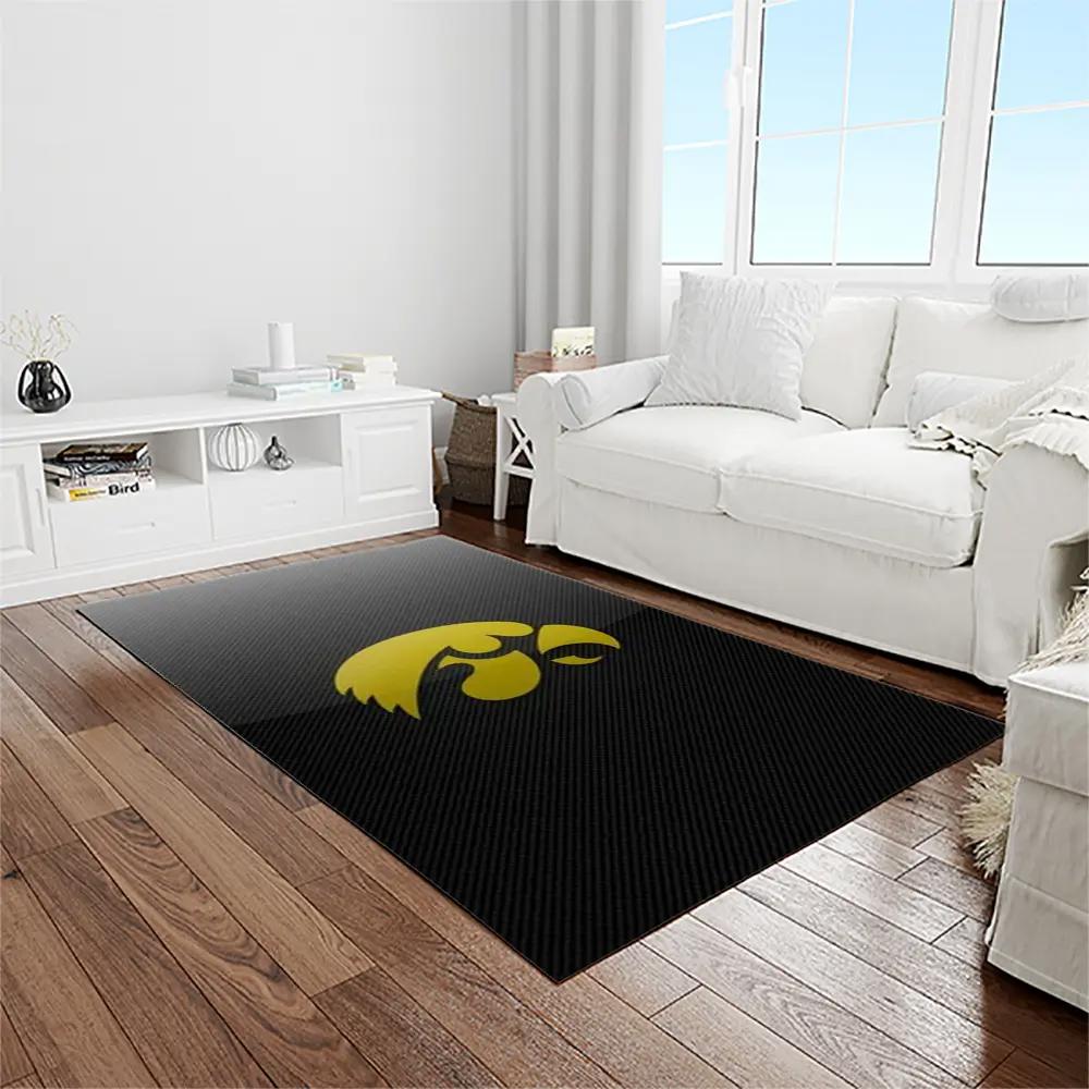 Ncaa iowa hawkeyes college sport basketball and foolball team logo rectangle area rug iwh35 Rectangle Rug