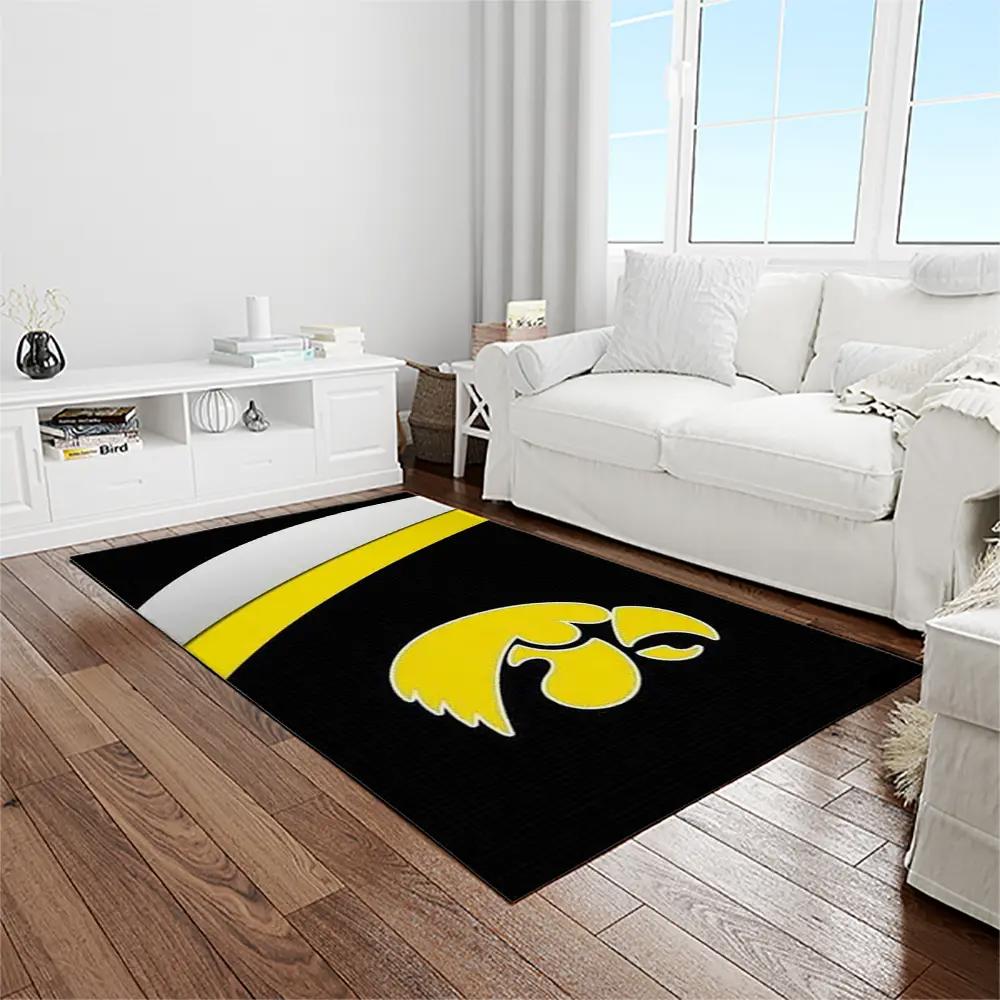 Ncaa iowa hawkeyes college sport basketball and foolball team logo rectangle area rug iwh41 Rectangle Rug