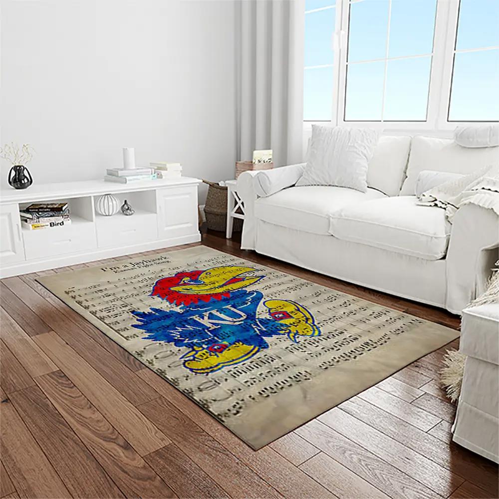 Ncaa kansas jayhawks basketball team logo rectangle area rug kj48 Rectangle Rug