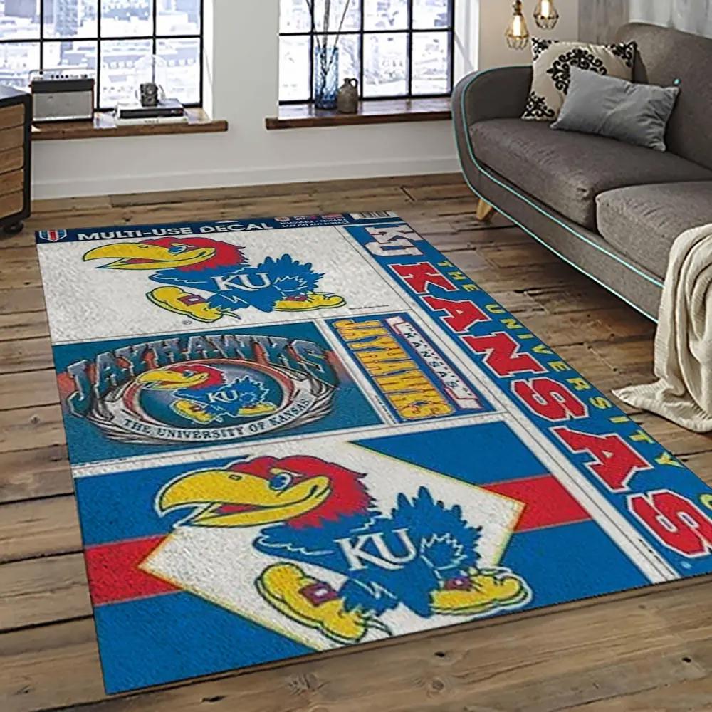Ncaa kansas jayhawks football team logo sport carpet area rug home decor best gift for friends ksjk11 Rectangle Rug