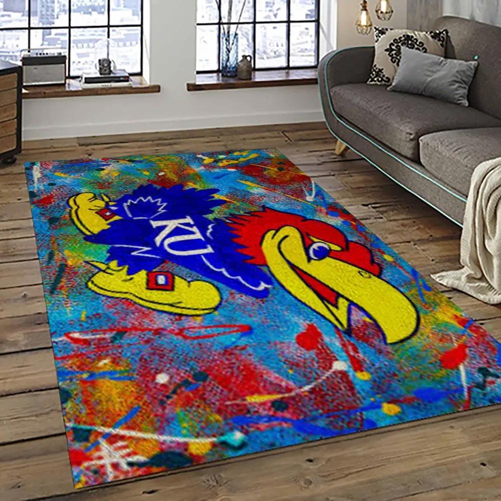 Ncaa kansas jayhawks football team logo sport carpet area rug home decor best gift for friends ksjk38 Rectangle Rug