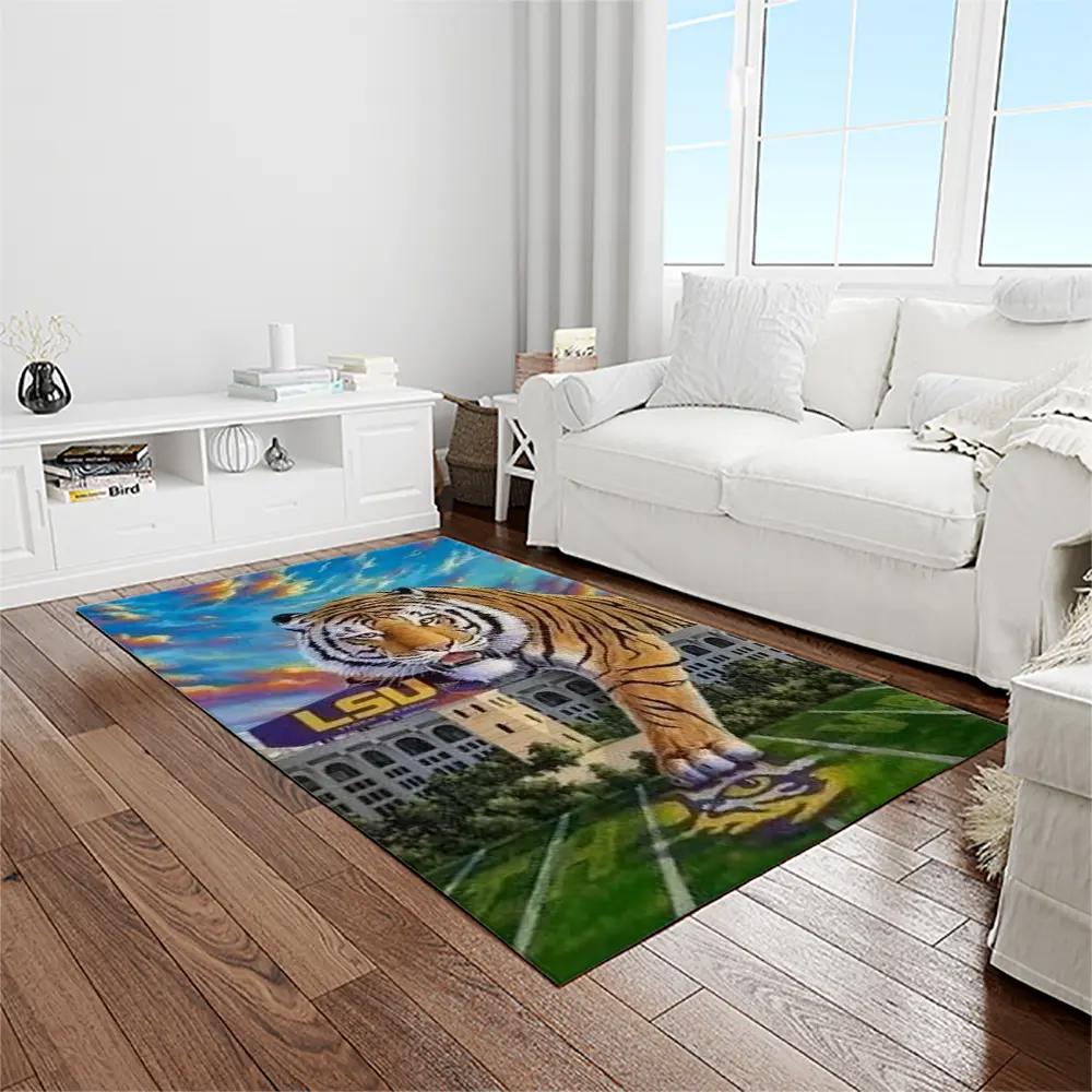 Ncaa louisiana state university college sport basketball and foolball team logo rectangle area rug lsu42 Rectangle Rug