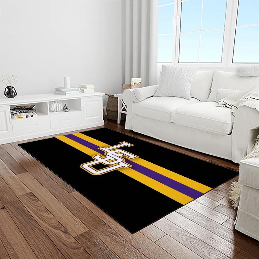 Ncaa louisiana state university college sport basketball and foolball team logo rectangle area rug lsu45 Rectangle Rug