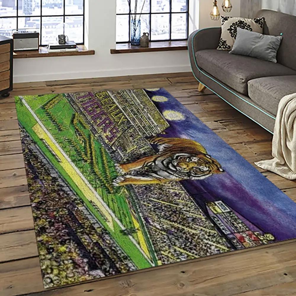 Ncaa lsu tigers basketball team logo sport carpet area rug home decor best gift for friends lsu26 Rectangle Rug